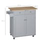 image 5 of HOMCOM Rolling Kitchen Island on Wheels, Utility Serving Cart with Rubber Wood Top, Towel Rack, Hooks and Storage Drawers, Grey