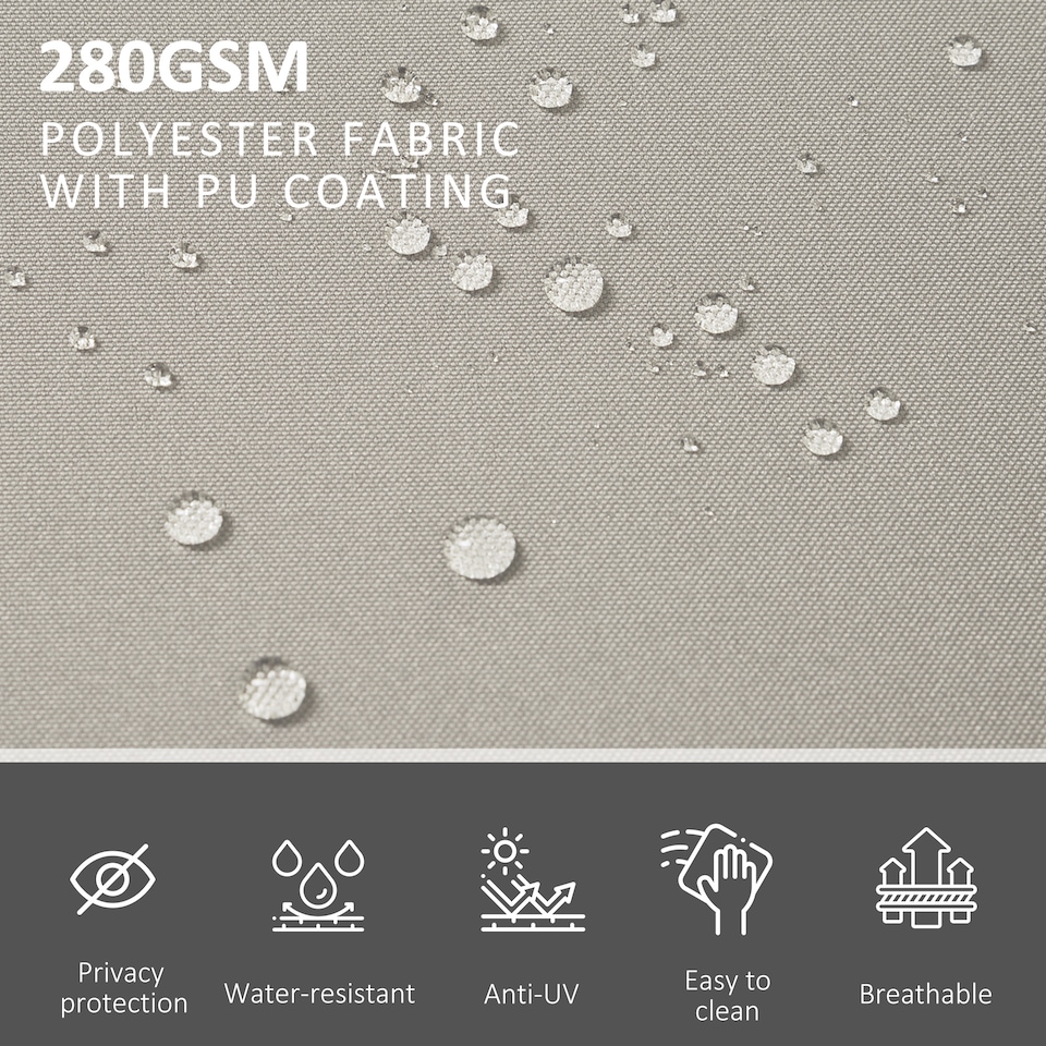 image 1 of Outsunny Retractable Double Side Awning Screen Fence Privacy Beige, 6x1.6m | White | Beige | 1