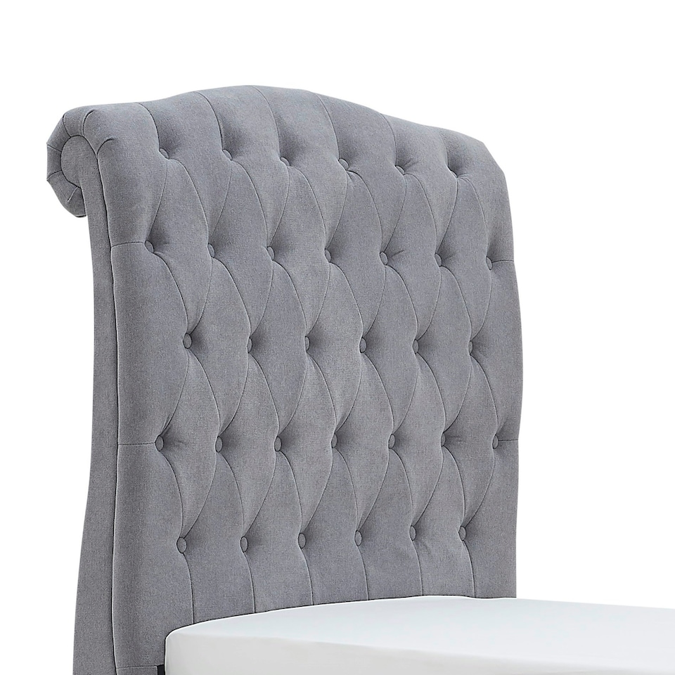 image 1 of 4ft6 Double Ottoman gas liftup storage bed frame,fabric upholstered, light grey,buttoned back,curved bed frame,bedstead
