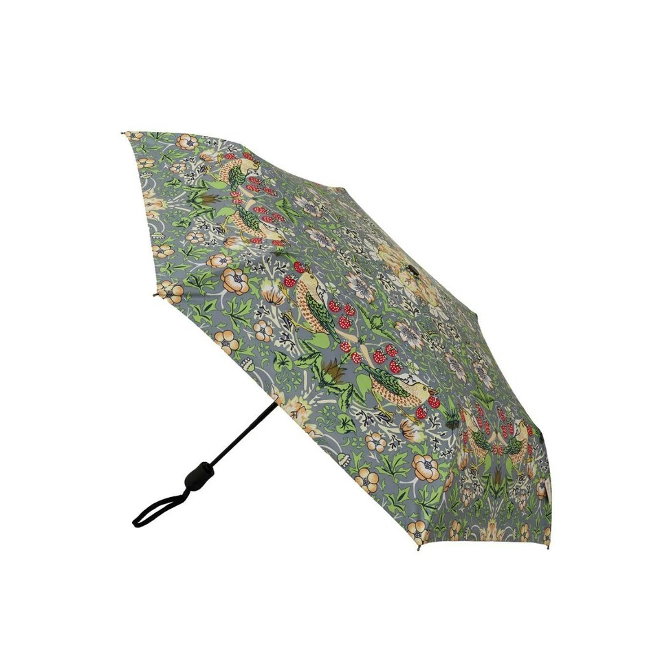 Signare Automatic Folding Umbrella Windproof UV Protection Strawberry Thief Grey | Multi