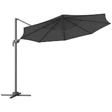Outsunny 3 x 3(m) Cantilever Parasol Garden Umbrella with Base Light Grey Black | Black