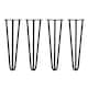 image 1 of 4 x 16" Hairpin Legs - 3 Prong - 12mm - Black
