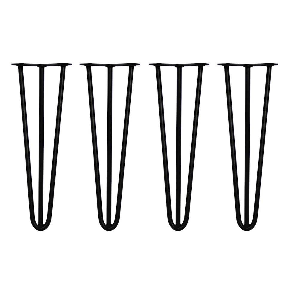 image 1 of 4 x 16" Hairpin Legs - 3 Prong - 12mm - Black