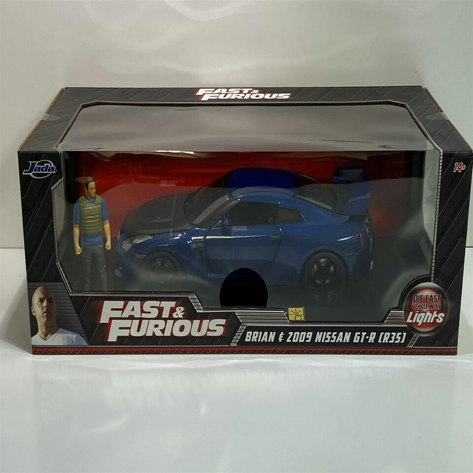 image 1 of Fast and Furious Brians 2009 Nissan GTR Figure and Working Lights 1:18 Jada 31142