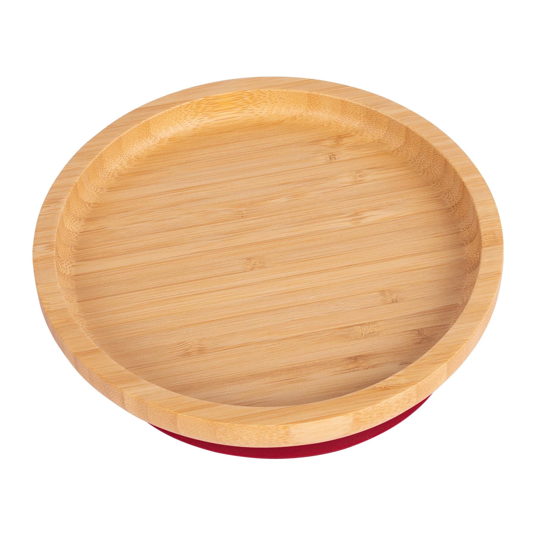 Tiny Dining Children's Bamboo Suction Round Plate - Red