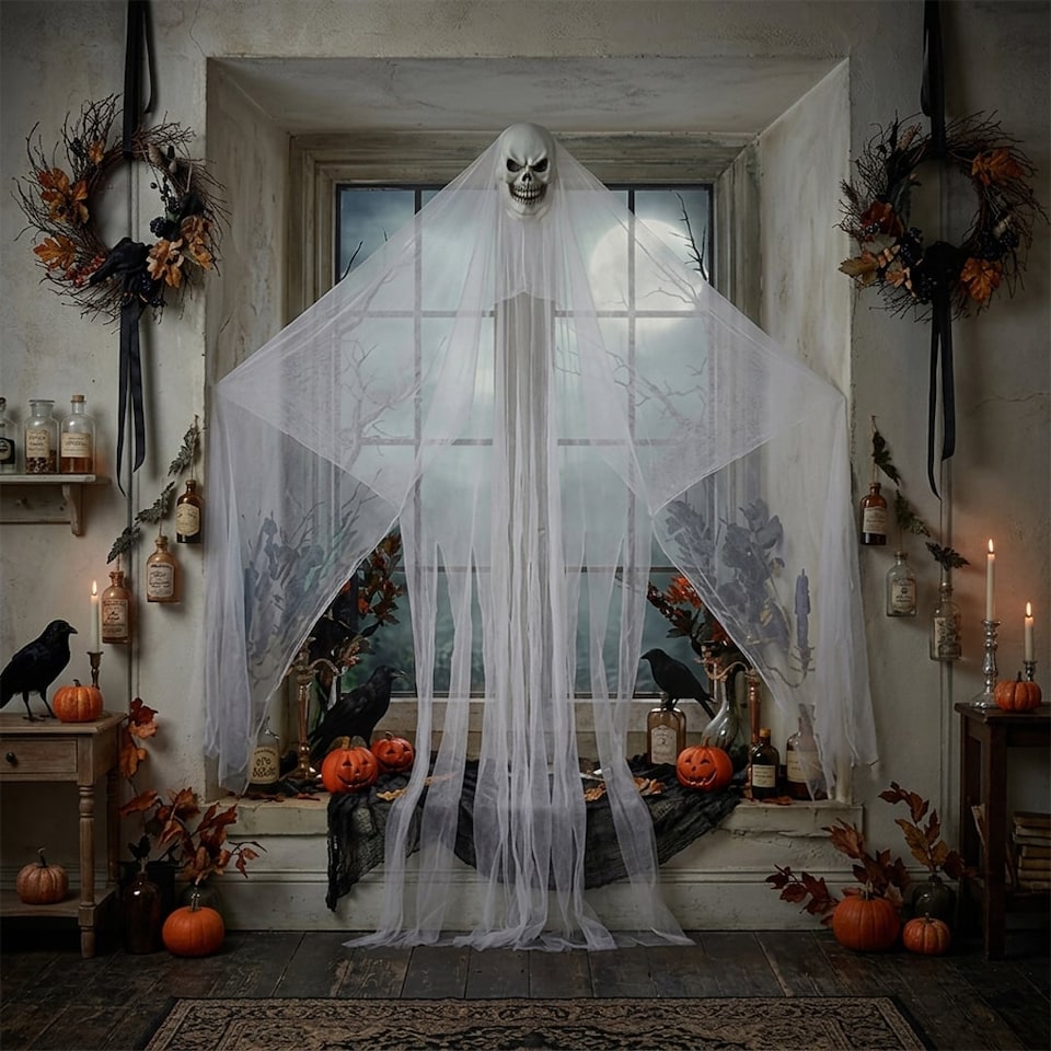 image 1 of Giant Floating Skull Halloween Decoration 2m