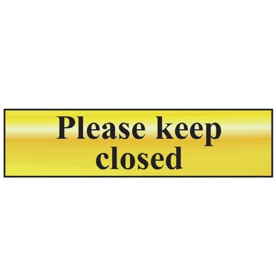Scan Please Keep Closed - Polished Brass Effect 200 X 50mm - Polished Brass - 200 x 50mm
