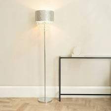 ValueLights Bonita Silver Glitter Droplet Shade Floor Lamp & Bulb Silver