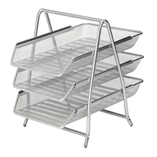 KAV Office Filing 3 Tier 3 Trays Holder A4 Document Letter Paper Wire Mesh Storage Organiser (Silver)