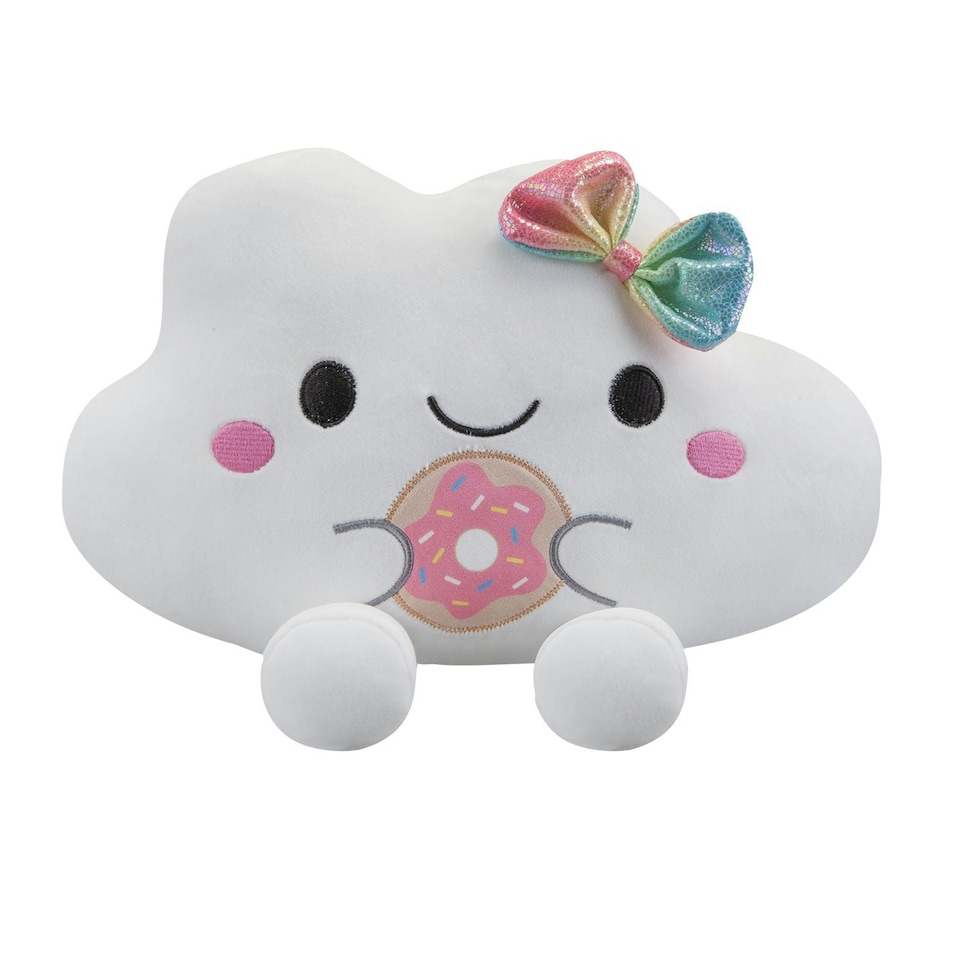 image 1 of Cloud Soft Toy Holding Donut Plush Cuddly Soft Fluffy Furry Cute 32cm White