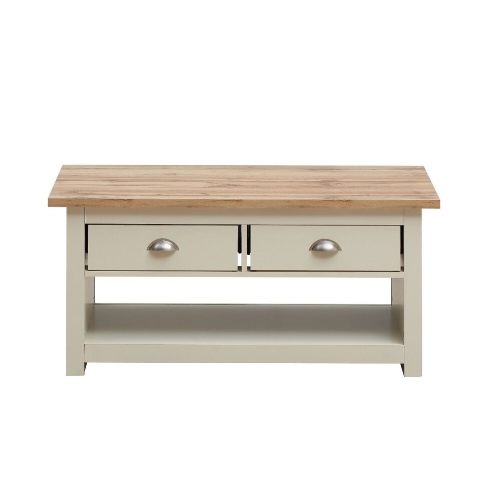 image 1 of Lisbon Living Room 2 Drawer Coffee Table Cream Storage Furniture