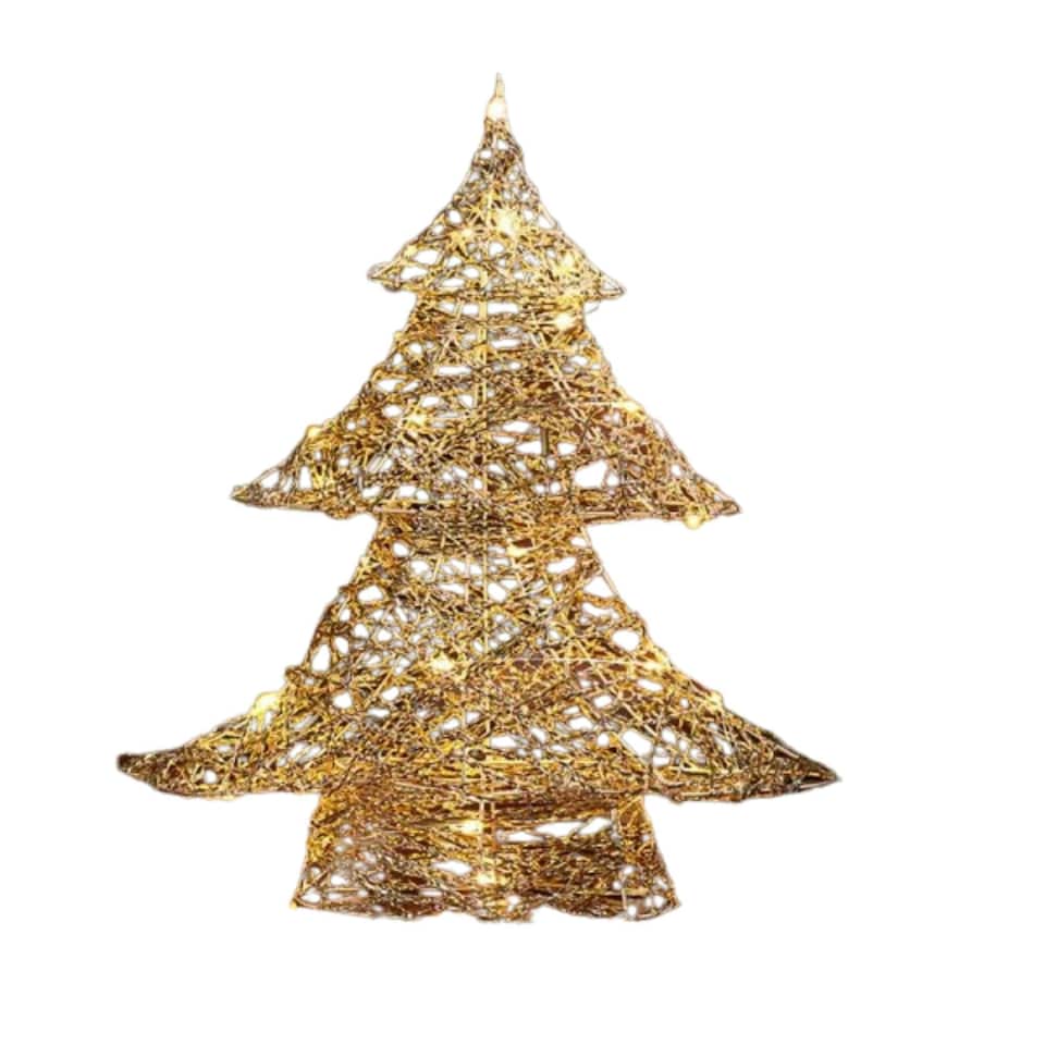 image 1 of 60cm Battery Operated Light up Gold Weave Christmas Tree with Warm White LEDs