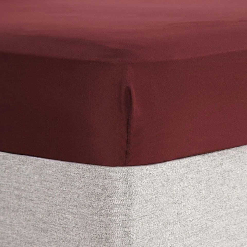 image 1 of OHS Plain Fitted Bed 25cm Deep Elasticated Sheet, King - Burgundy