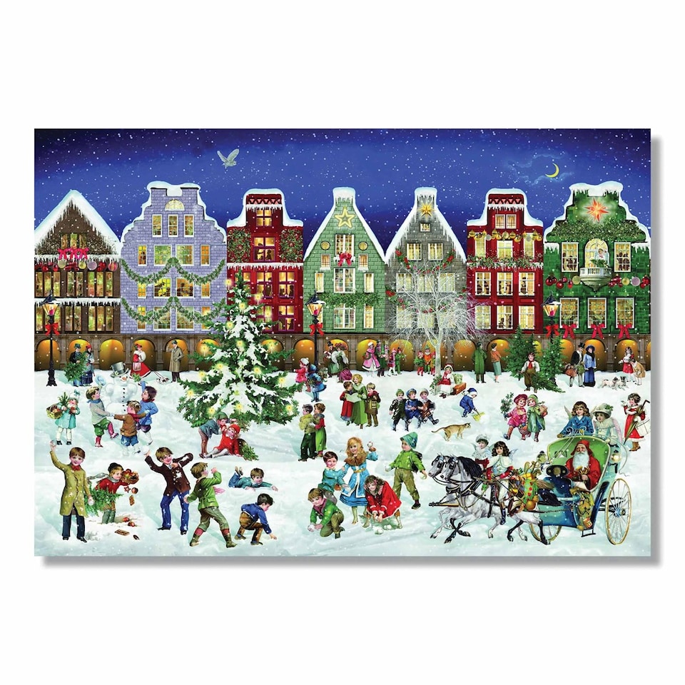 image 1 of Winter Evening in the Town Advent Calendar Jigsaw, Advent Calendars And Cards, Family, Gift