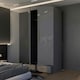 image 3 of Modern 2 Door High Gloss Wardrobe with Mirror, Gold Accent Handles & Storage - 90cm Wide Grey | Grey 90cm