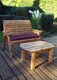 image 3 of Hand Made 2 Seater Chunky Rustic Wooden Garden Furniture Bench With Coffee Table