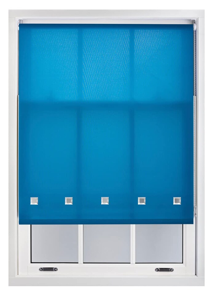 image 1 of FURNISHED Roller Blinds Daylight Square Eyelet Light Filtering Easy Fit Trimmable Window Shade | Blue | Teal