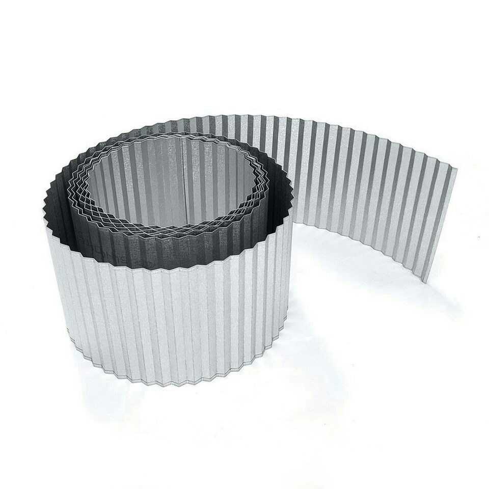 image 1 of Pack of 2 x 5m Galvanised Corrugated Lawn Edging Rolls in Silver Silver