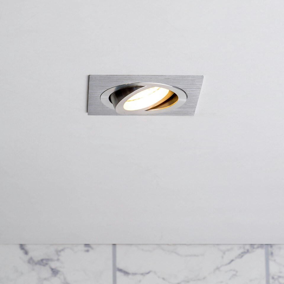 image 1 of BHS Faina 1 Light Adjustable Square Recessed Spotlight | Silver | Silver | 1