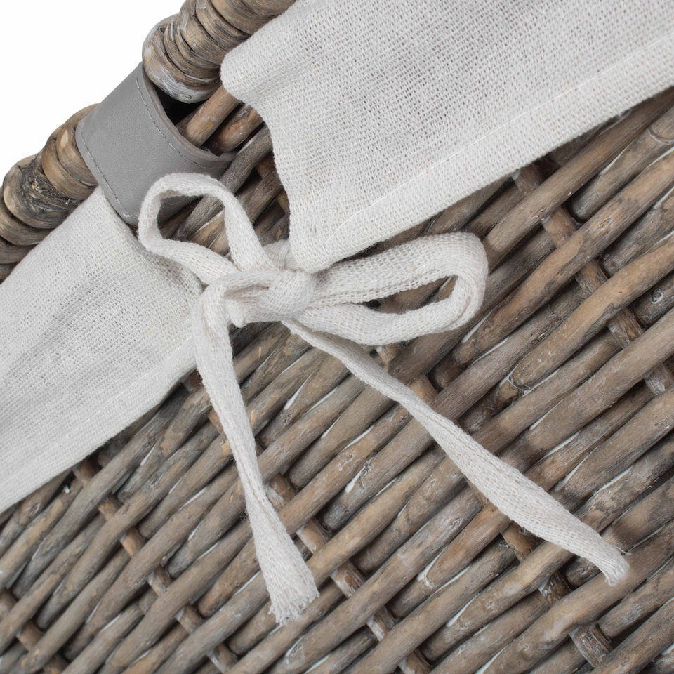 image 1 of 72cm Grey Wash Finish Storage Wicker Hamper Basket | Grey | Grey | L