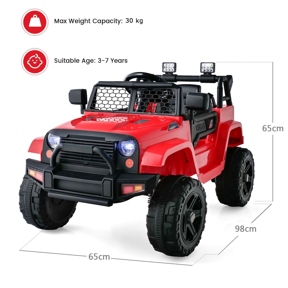 image 1 of COSTWAY 12V Battery Powered Kids Ride On Truck Red
