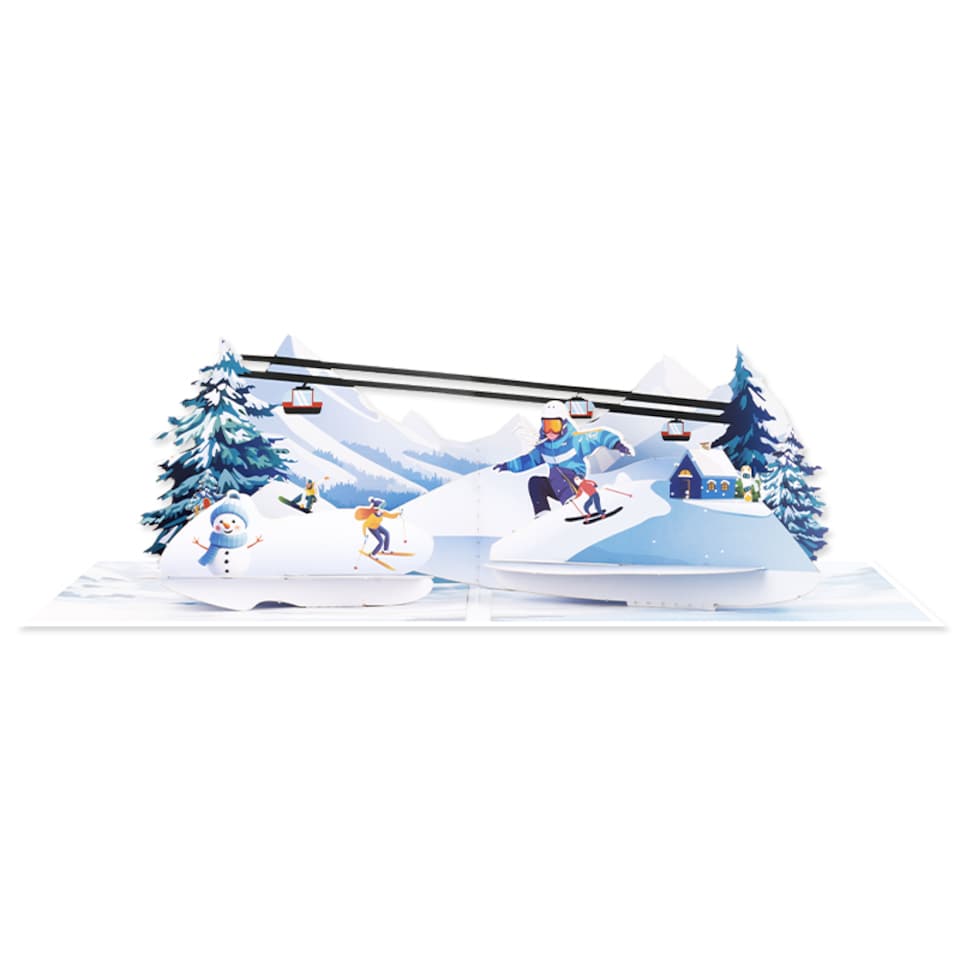 image 1 of Frozen Fun Ski & Snowboard 3D Pop Up Greeting Card