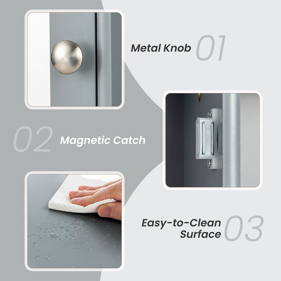 image 1 of COSTWAY Bathroom Medicine Cabinet with Mirror Adjustable Shelves