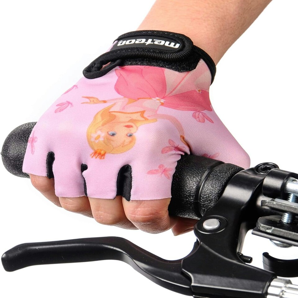 image 1 of Meteor Kids Bike Gloves – Breathable, Non-Slip, Padded for Comfort & Safety Pink | Princess | JR M