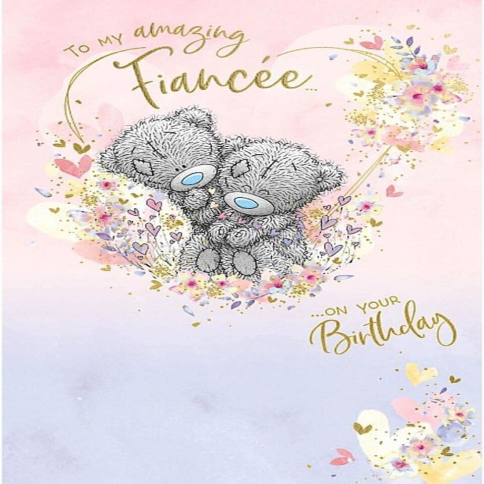 image 1 of Bears Snuggling Fiancée Birthday Card