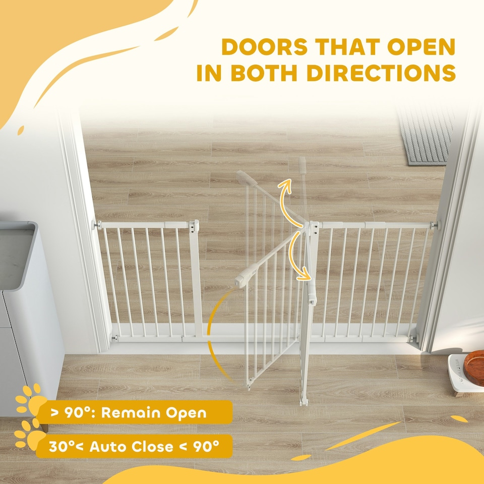 image 1 of PawHut Adjustable Safety Gate w/ 3 Extensions and Four Adjustable Screws, White