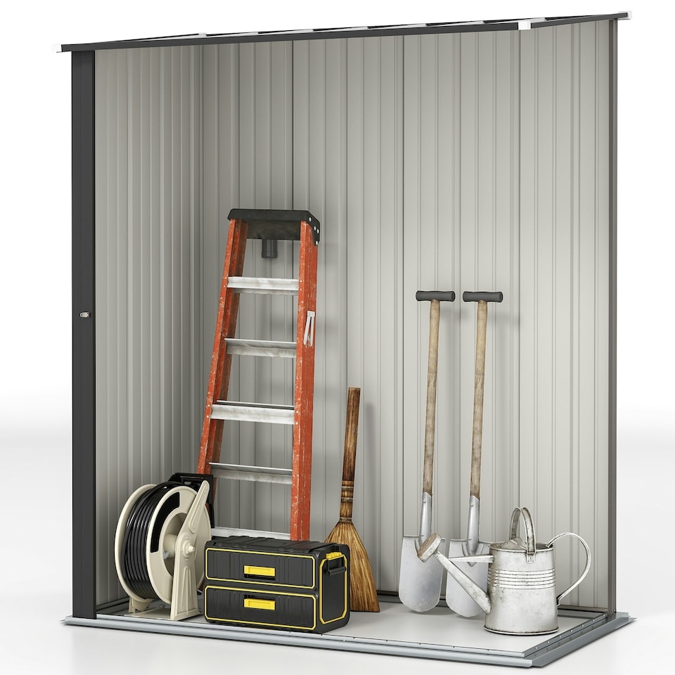 image 1 of Outsunny Outdoor Storage Shed w/ Lockable Door for Garden, Light Grey 