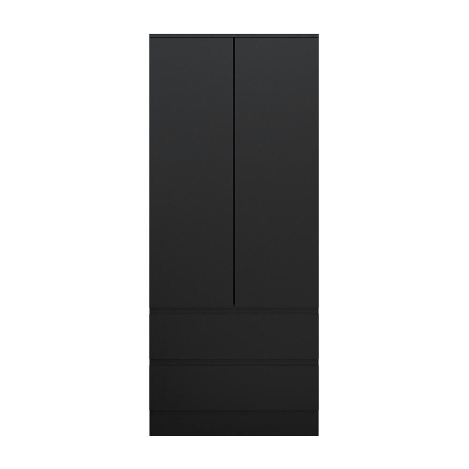 image 1 of FWStyle Stora 2 Door 2 Drawer Combination Wardrobe - Matt Black Black