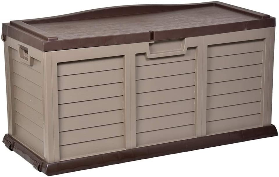 image 1 of 440L Garden Cushion Storage Box / Chest Sit on Lid | Brown | Brown