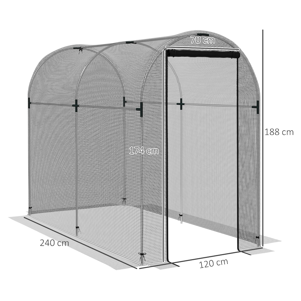 image 1 of Outsunny Fruit Cage, Plant Protection Tent, 1.2 x 2.4 x 1.9m, Black