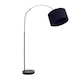 image 3 of ValueLights Louis Black Arched Curved Floor Lamp with Navy Blue Fabric Drum Lamp Shade