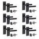 image 1 of Golden Grace 6 Sets Victorian Straight T-Bar Door Handles Latch in Matt Black with 1 Pair of 3" Ball Bearing Hinges & Latches Pack - 120mm x 40mm Backplate Black