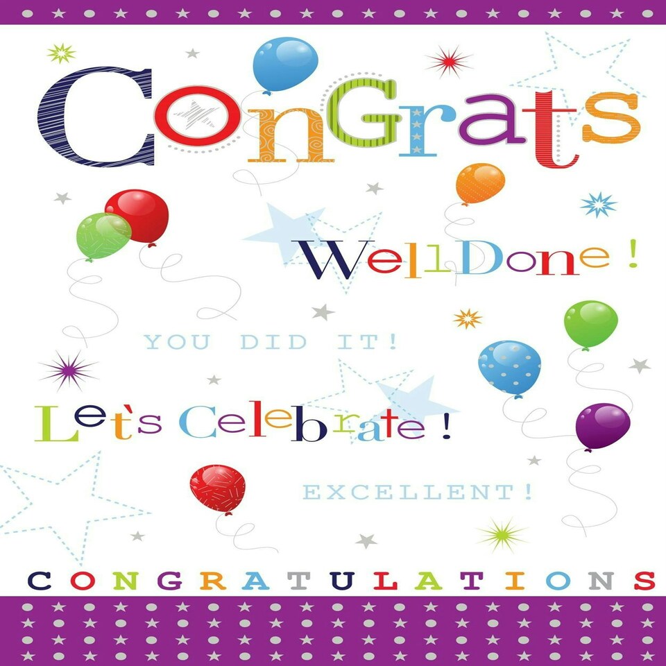 Words 'n' Wishes Traditional Congratulations Card, Well Done Card, Multi-Coloured, 20.3 x 13.9 cms
