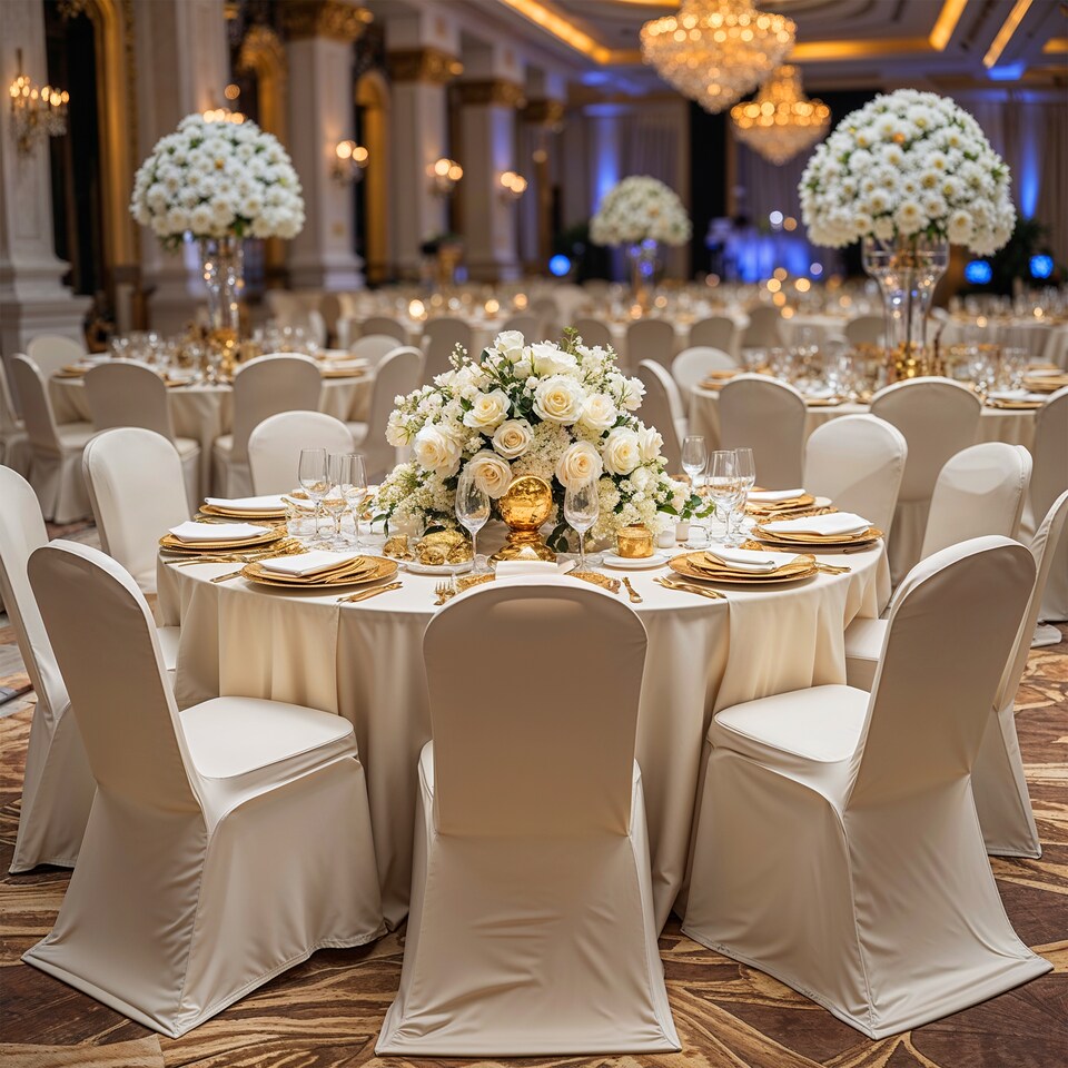 image 1 of Chair Cover Spandex Polyester Stretch, Flat Dining Slipcovers - 10pcs