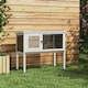 image 7 of PawHut Wooden Guinea Pig Hutch, Small Animal Cage w/ Tray & Roof, Brown