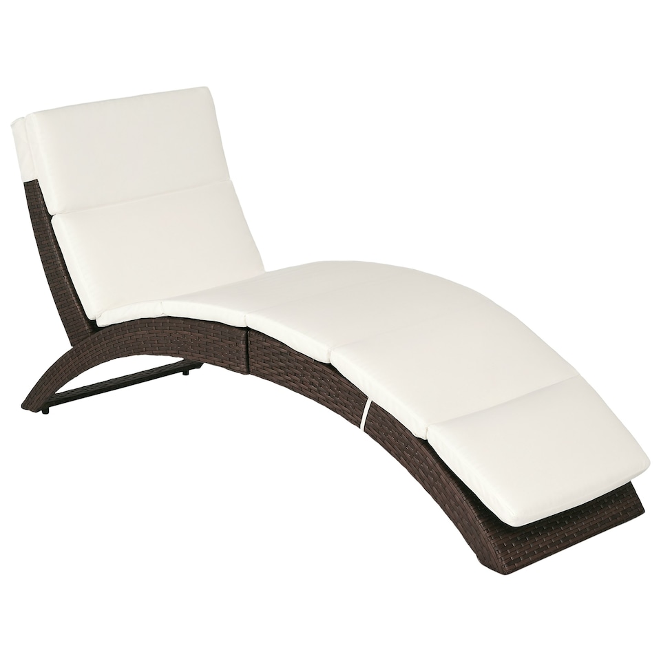 image 1 of Outsunny Garden Rattan Sun Lounger Foldable Patio Chaise Chair Brown