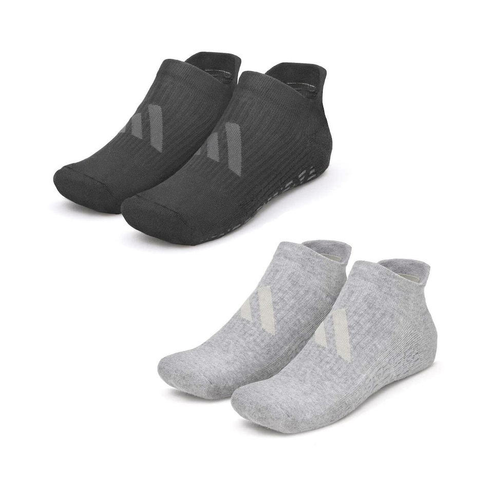 image 1 of Adidas Studio Grip Socks — Cotton-blend, Silicone-Grip Non-Slip Socks for Yoga, Pilates and Studio Workouts. | Multi | Grey | L