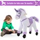 image 5 of HOMCOM Kids Plush Ride-On Unicorn, with Realistic Sounds, Handlebar, Purple