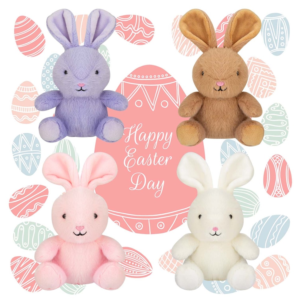 image 1 of vfm-estore Easter Bunny Soft Toy Pack of 4 - 19cm x 11cm Multicolour