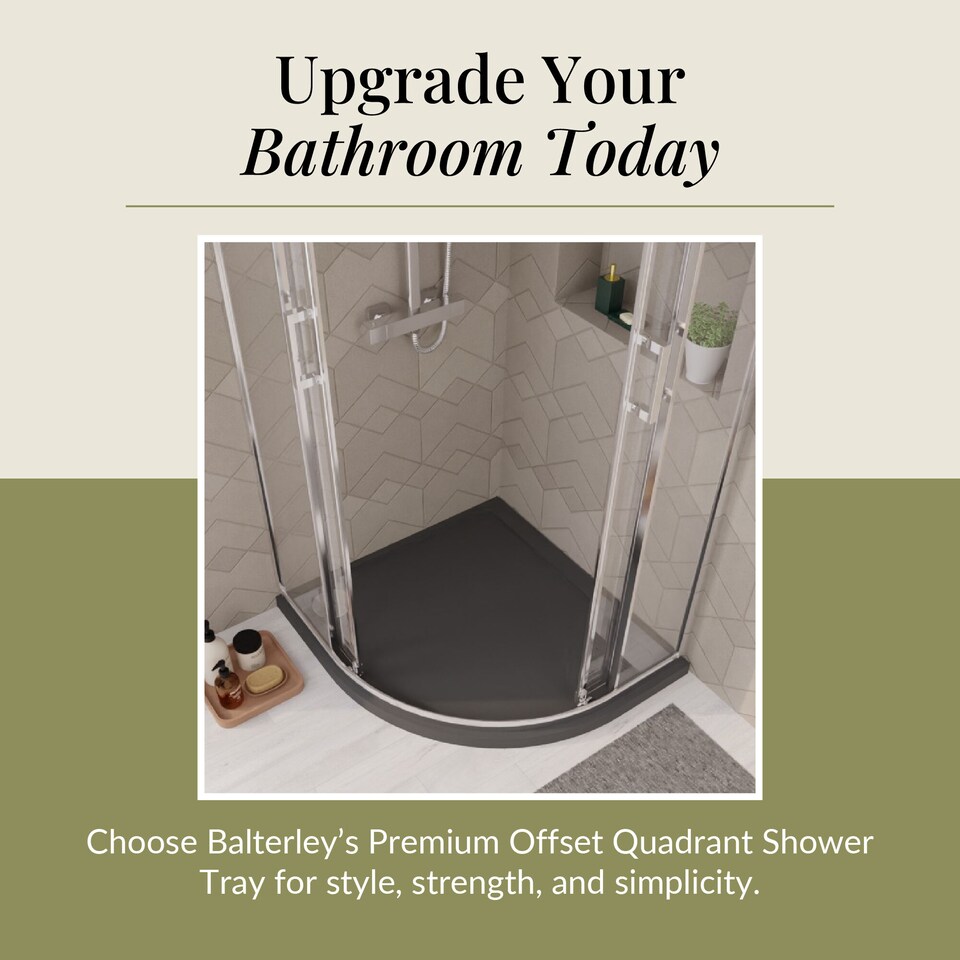 image 1 of Balterley Premium Shower Tray - Right Hand Offset Quadrant | Grey | Grey Slate | 1