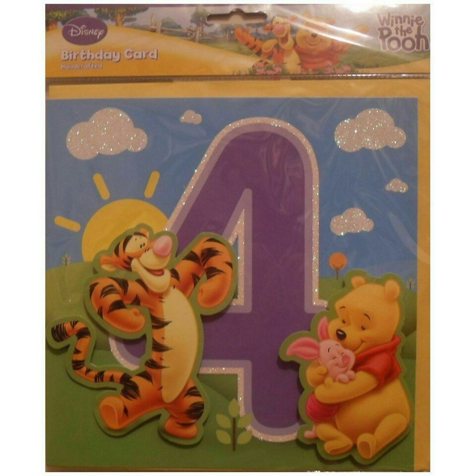 Winnie the Pooh 4th Birthday Card - Multicoloured - One Size