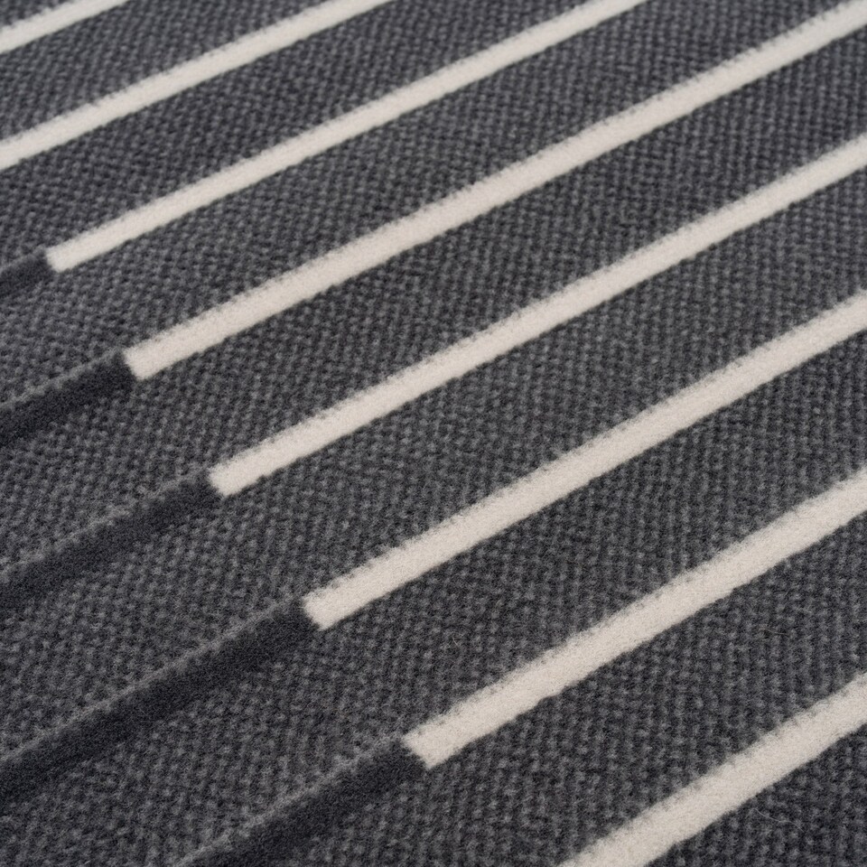image 1 of kukoon 3ft - 39ft Grey Striped Stair Carpet Long Hallway Runner Rug 60cm x 732cm