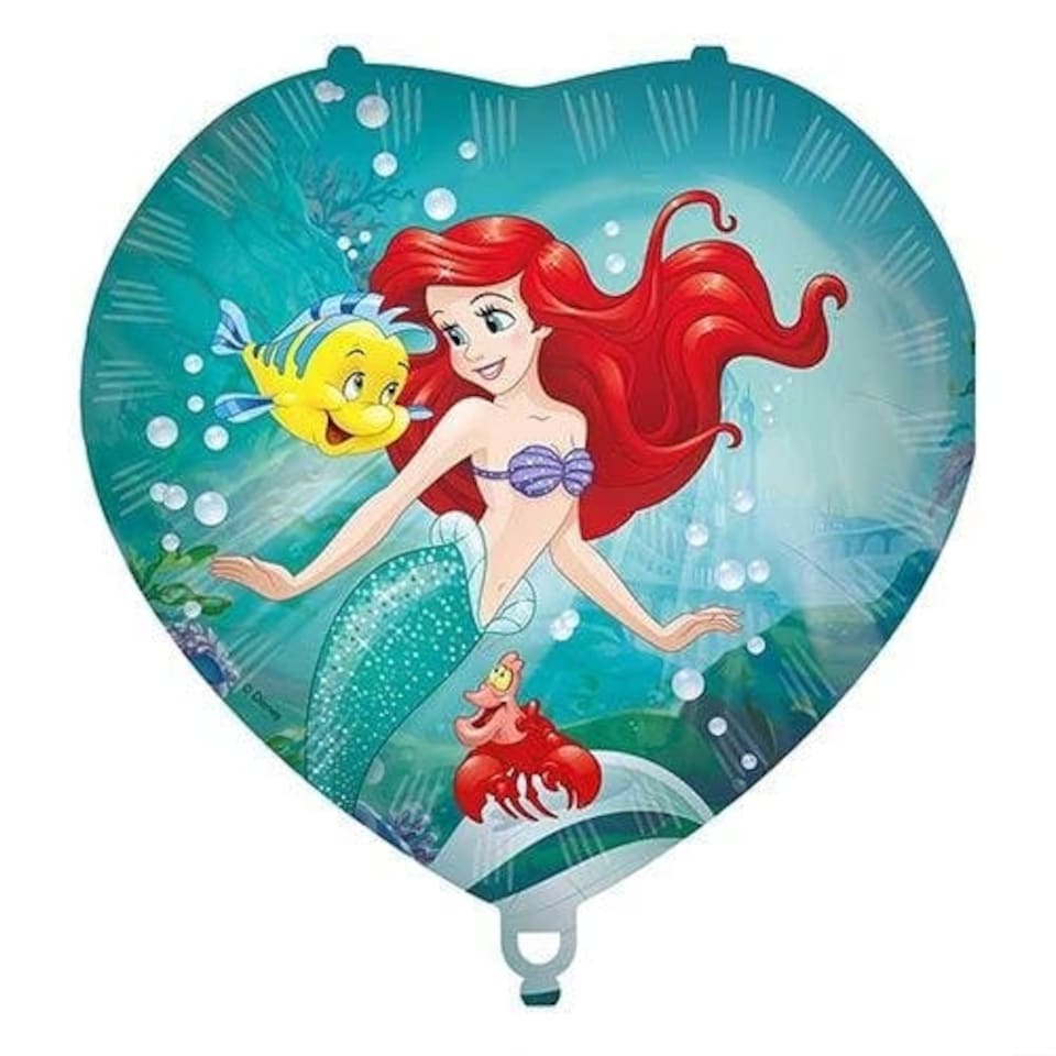 image 1 of Ariel Curious The Little Mermaid Disney Princess Heart Shape Foil Helium Balloon 46cm / 18 in | Blue