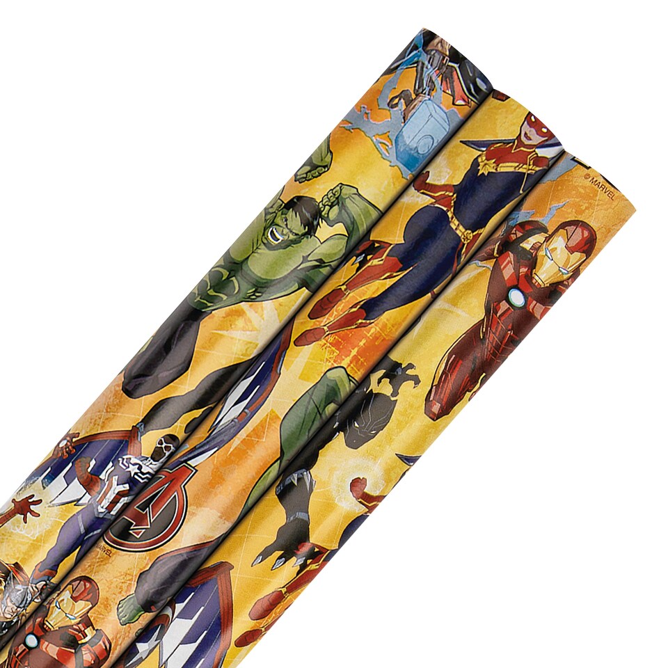 image 1 of Hallmark 6M Wrapping Paper - 3 X 2M Rolls - Marvel Avengers Design