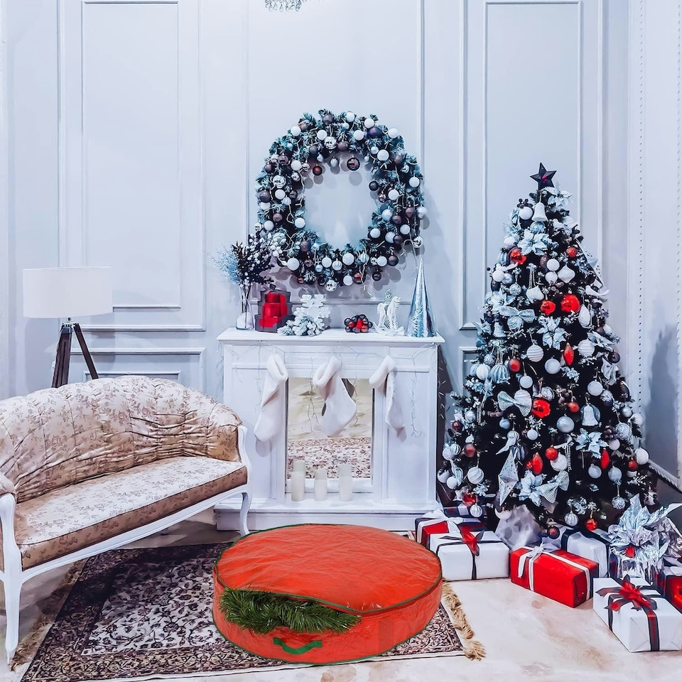 image 1 of Christmas Wreath and Garland Storage Bag - Durable 60 x 13 cm Design