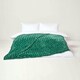 image 1 of Homescapes Emerald Green Geometric Triangle Velvet Throw - 200 x 230 cm | Green | 1